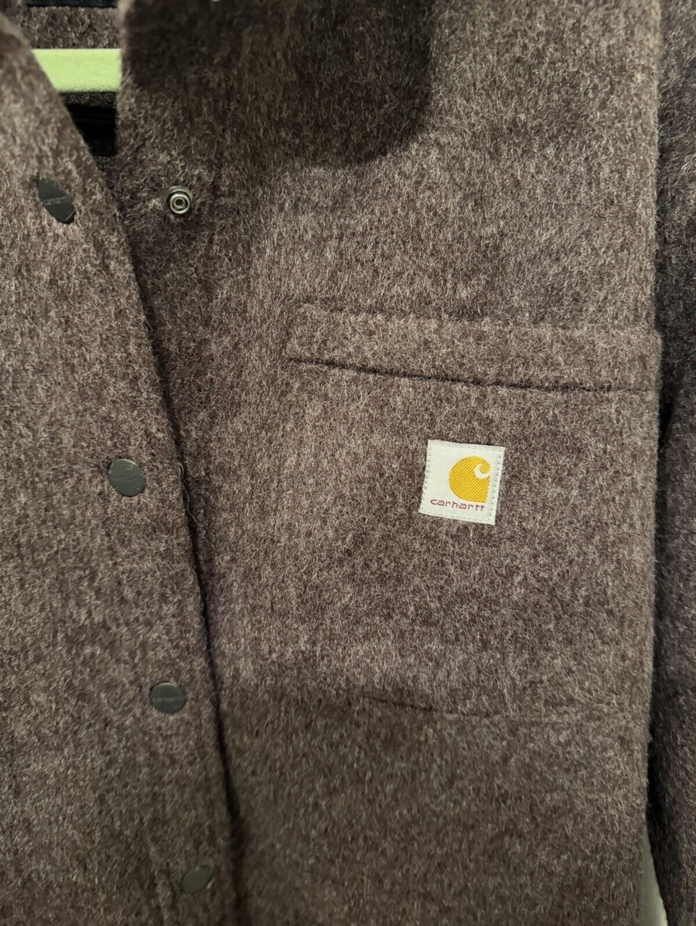 Carhartt Womens Medium Loose Fit Fleece Shacket Jacket Brown Snap Overshirt M - Picture 5 of 7